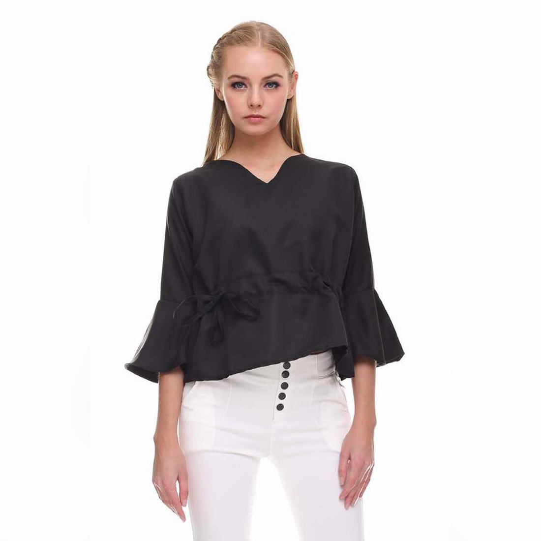 Jfashion New Blus Tangan terompet Korean Style - Yonna