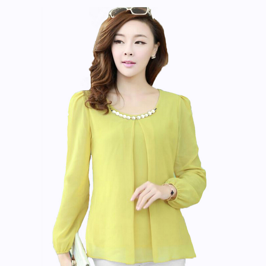 Jfashion Korean Style Blouse With Necklace Long Sleeve