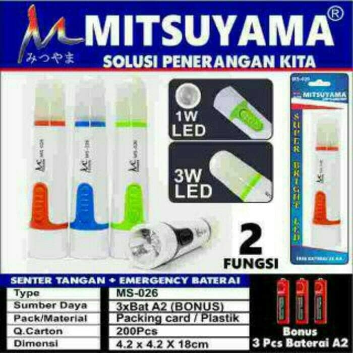 Senter Tangan + Emergency Merk MITSUYAMA MS-026