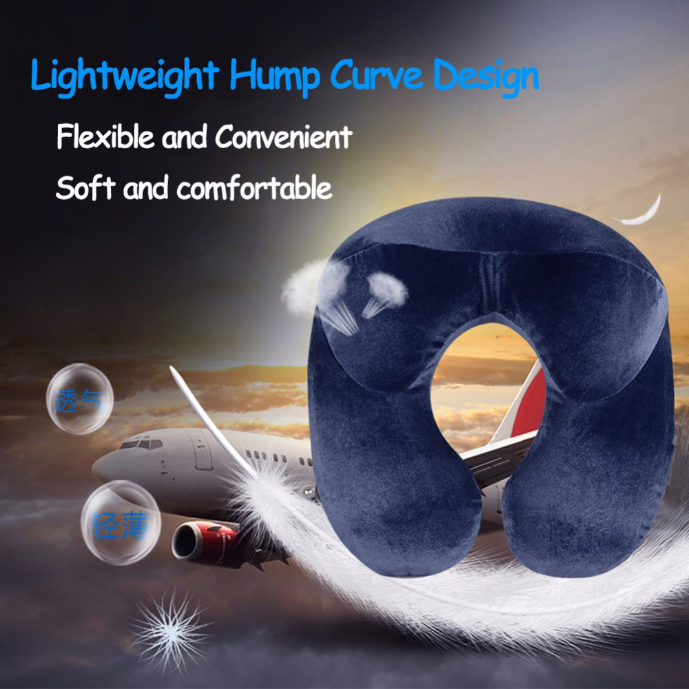 YMYQ Bantal Leher Travel Angin U-Shaped Inflatable Neck Pillow - 300TC