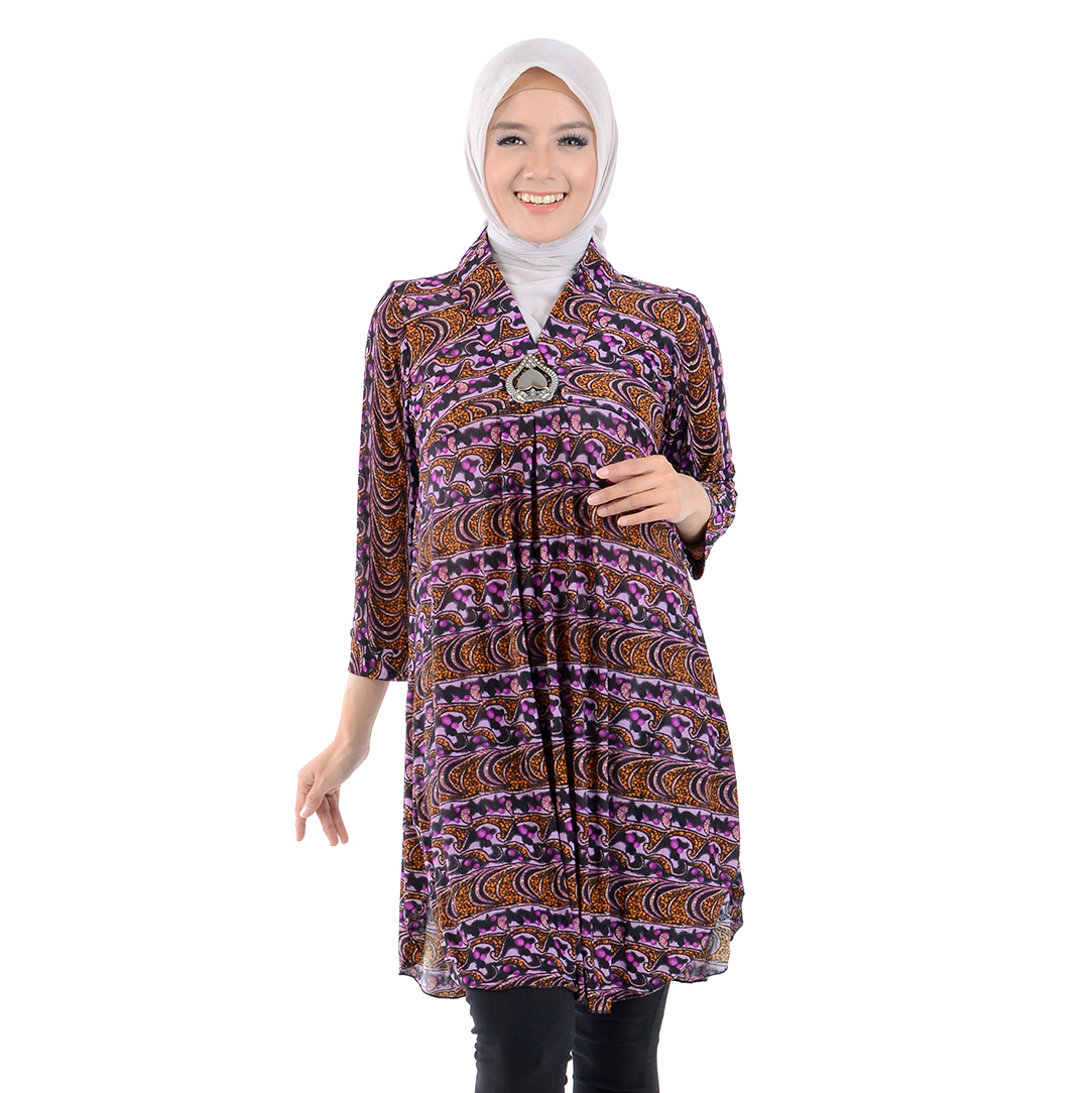 Jfashion Blouse Kaos Tangan Pendek Corak bunga - Paramitha