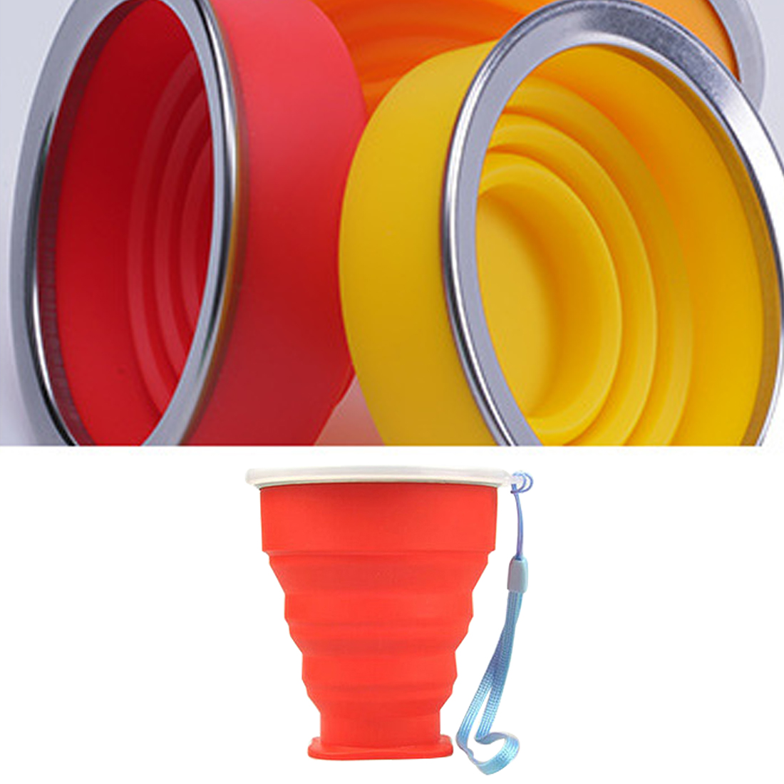 Gelas Lipat Silikon Foldable Cup with Strap 200ml - GYBL559