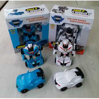 MAINAN TOBOT TRANSFORMER ROBOT MINI Y BIRU DAN PUTIH SERI I TOBOT