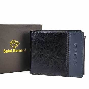 Dompet Tidur Lipat Pendek Kulit Asli Murah - SAINT BERNARD 11-SS BLACK