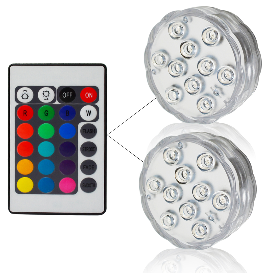 Lampu Hias LED Bawah Air Waterproof Submersible RGB 2 PCS with Remote - 13017