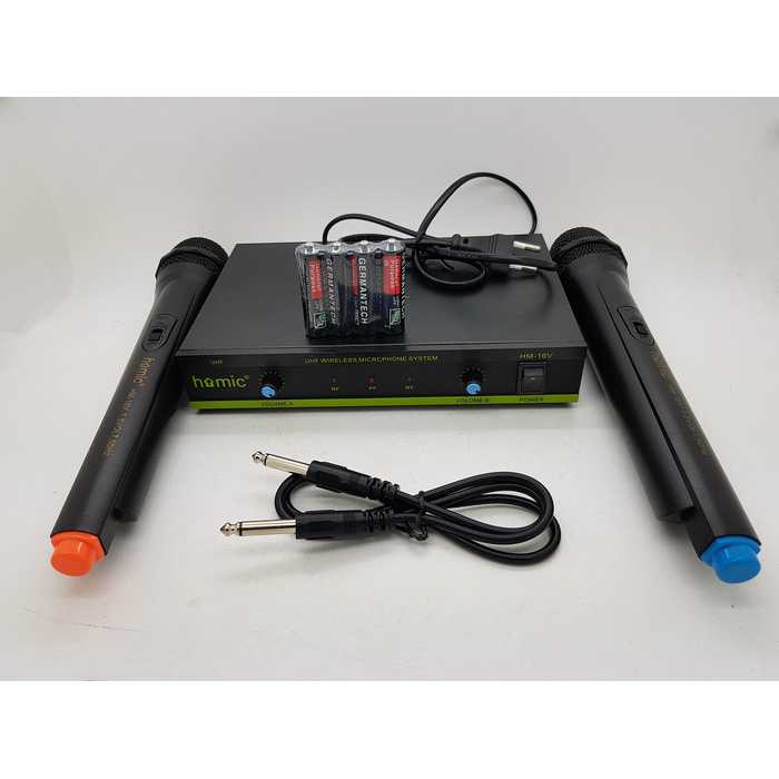 Jual Microphone Double Wireless VHF HOMIC HM16V Radius Maksimal
