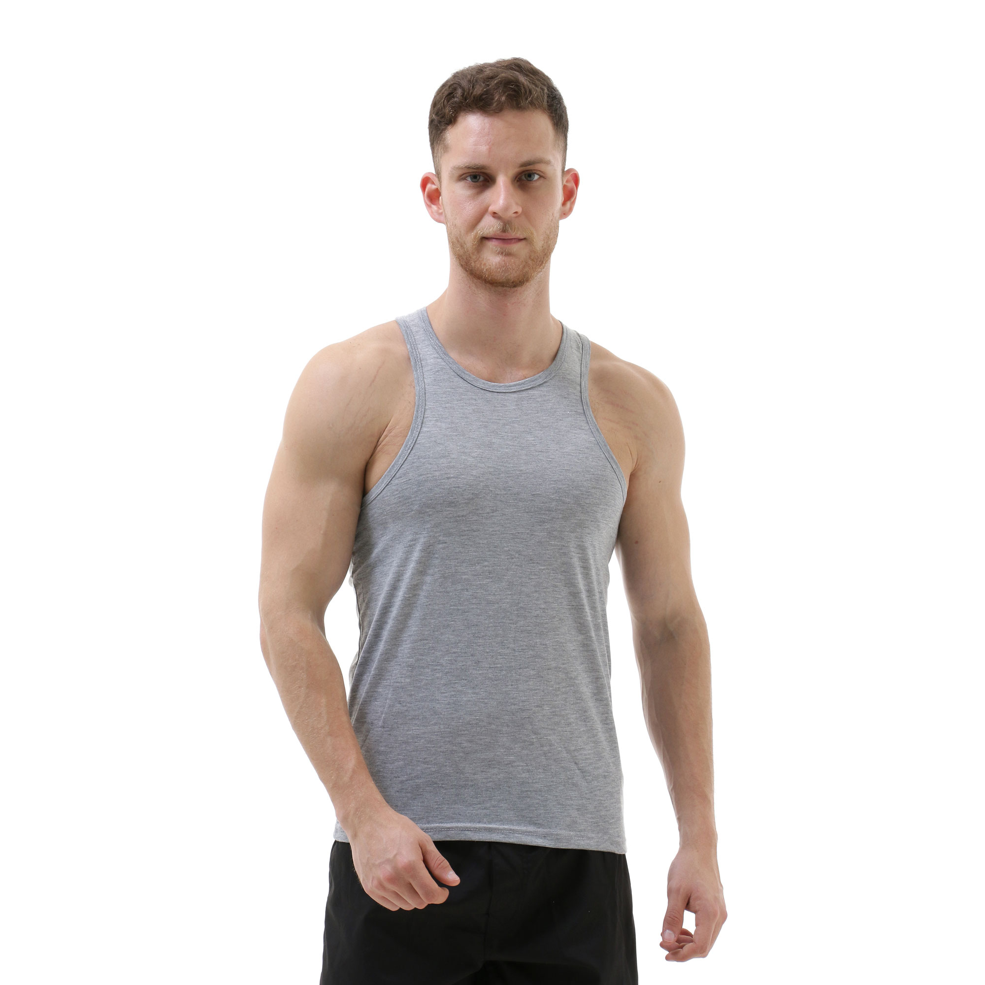 Vanmarvell Singlet Fitnes Katun Polos-Model X Abumuda