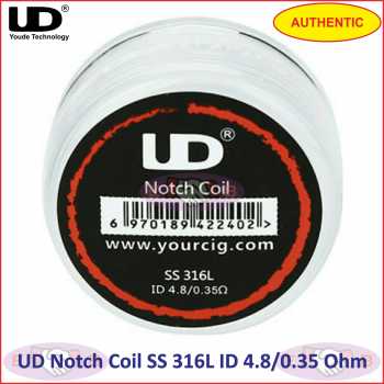 UD Prebuild Notch Coil SS 316L ID4.8/0.35 Ohm Cloud Chaser - Authentic