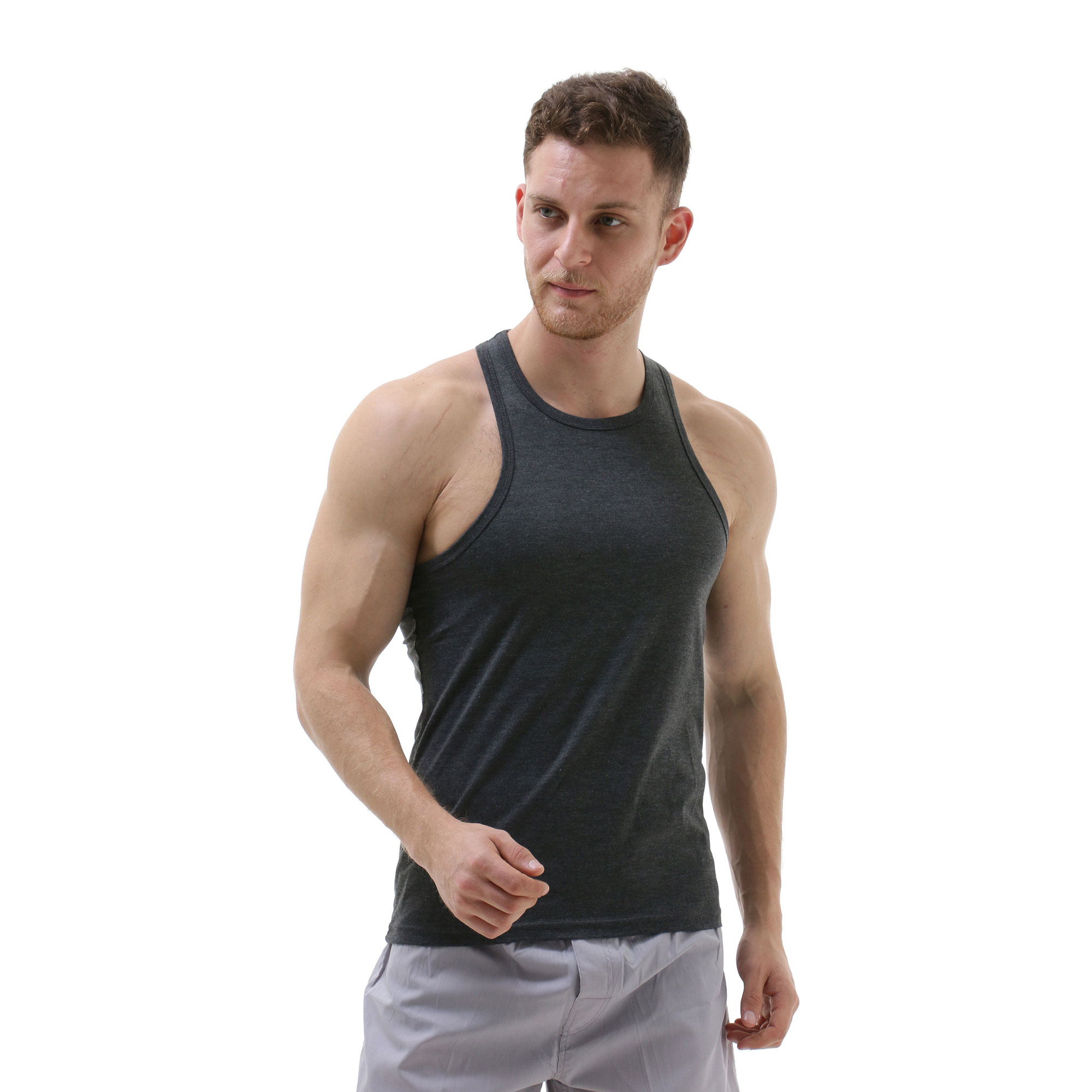 Vanmarvell Singlet Fitnes Katun Polos-Model X Abutua