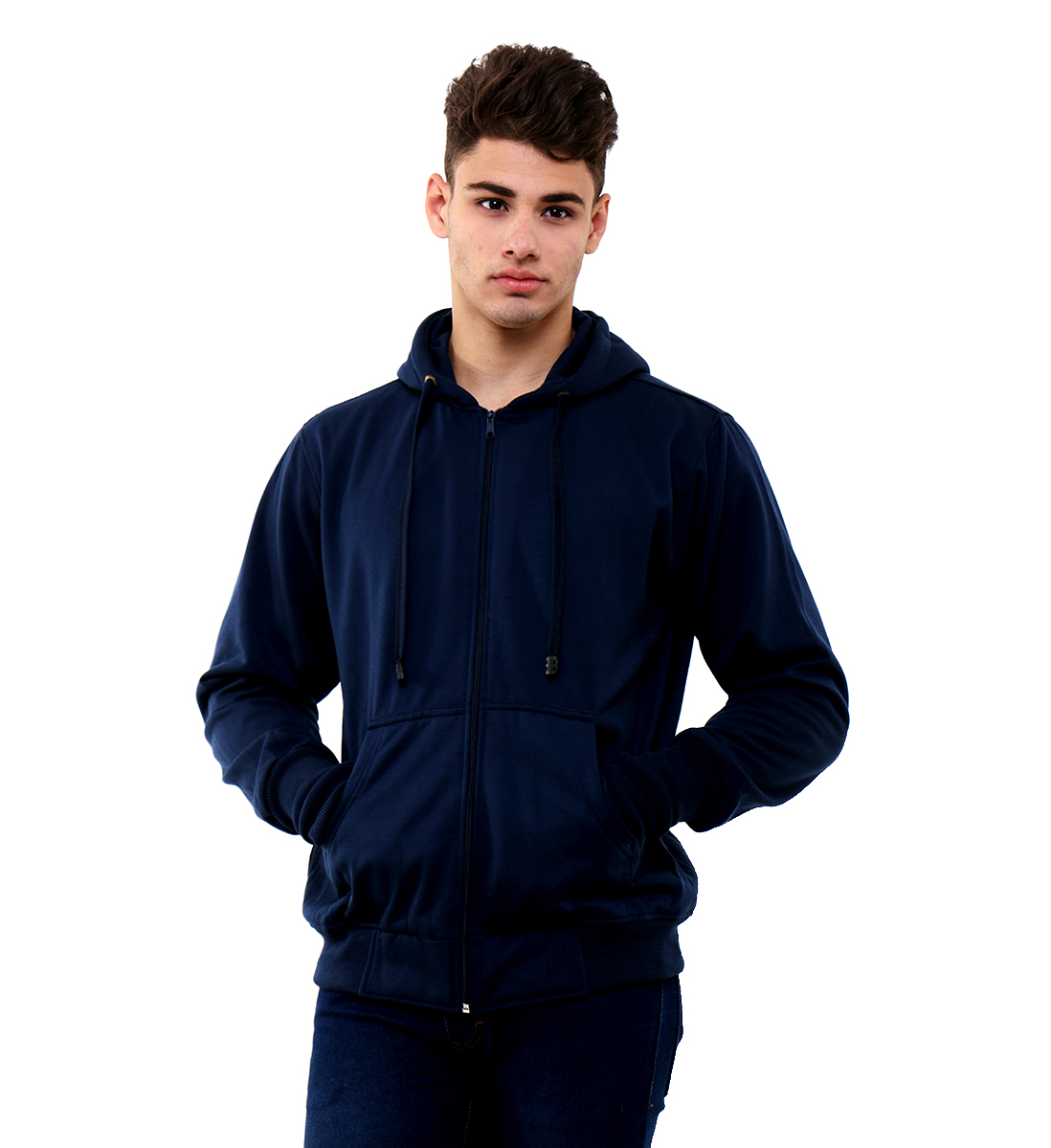 Vanmarvell Jaket Sweater Polos Hoodie Sleting-Flece Nevy Blue