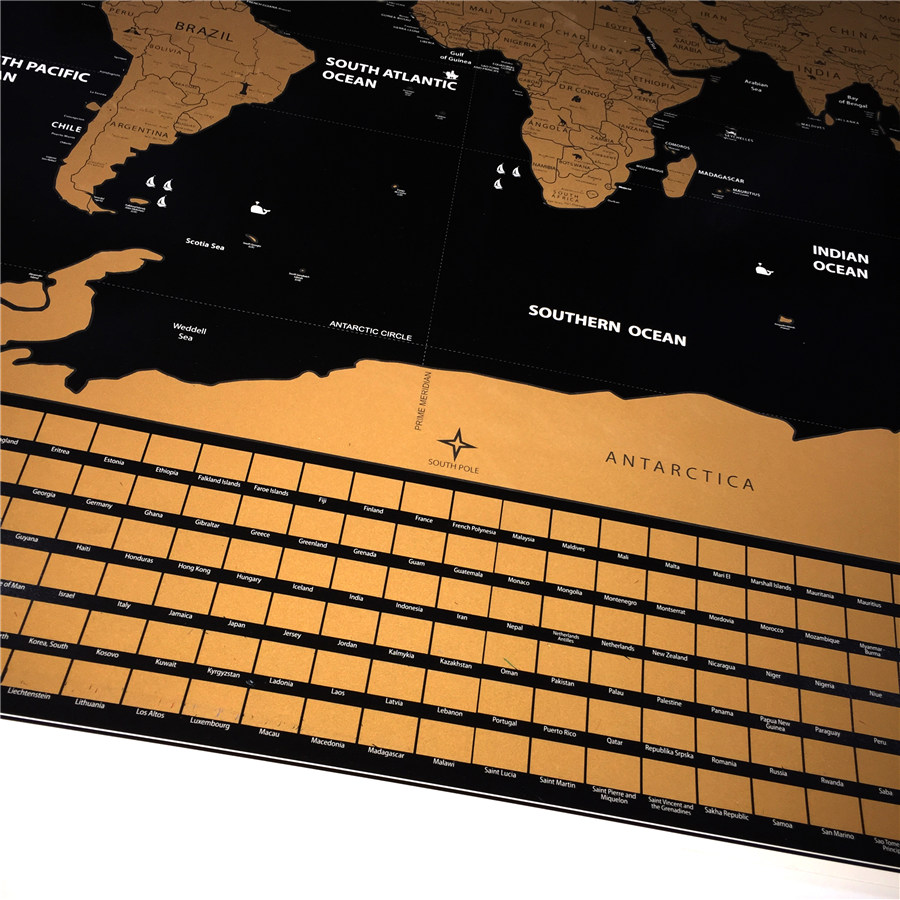 Wu Fang Poster Scratch Map Peta Dunia Versi National - ZJP-M018