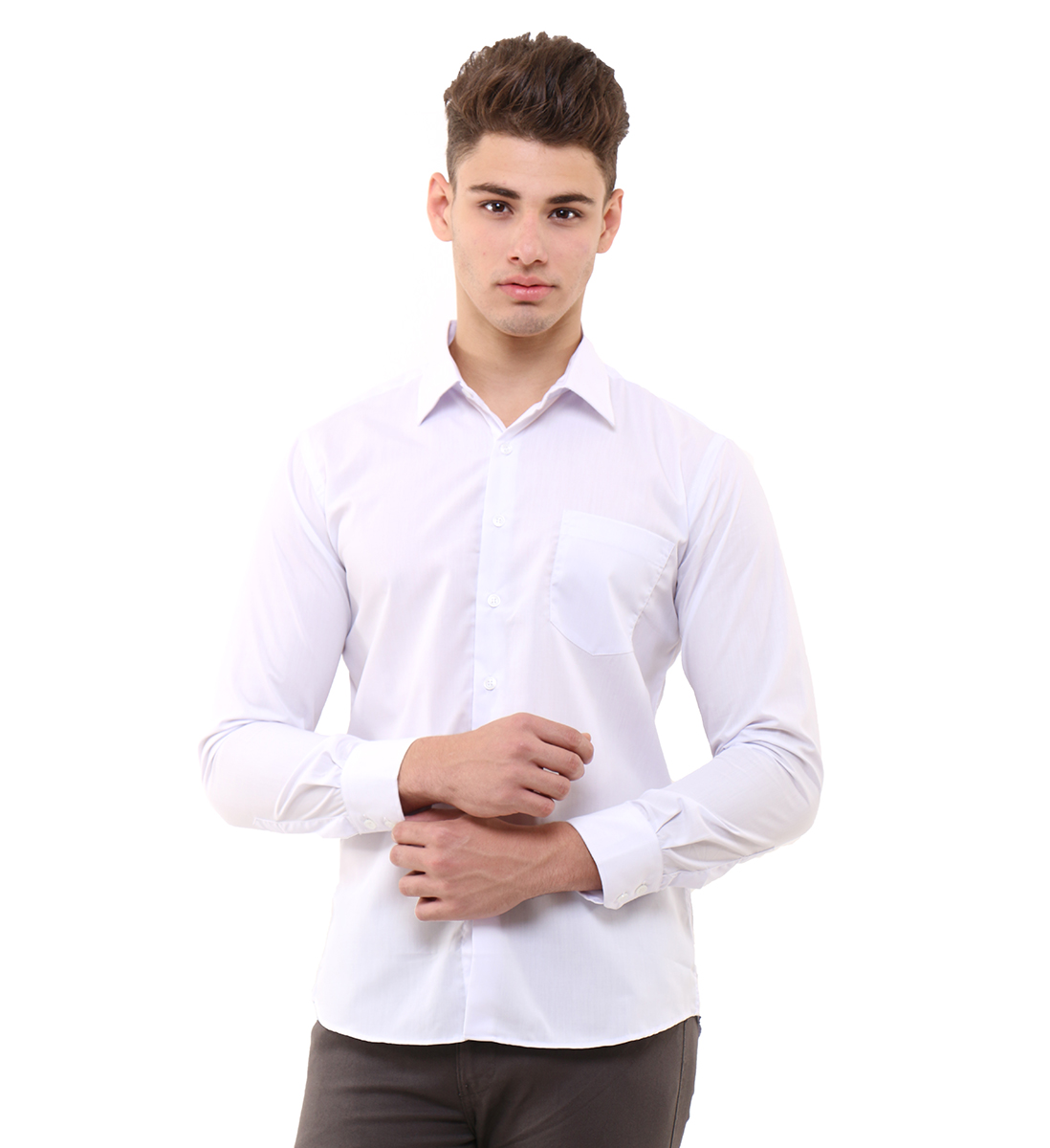 Vanmarvell Kemeja Polos Slimfit Lengan Panjang - Putih