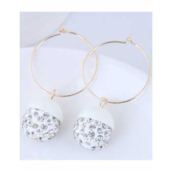 LRC Anting Tusuk Fashion Round Shape Decorated Earrings