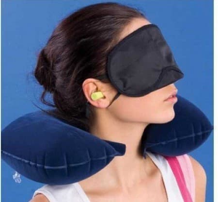 Travel Pillow Set - Bantal Travel Tiup 3in1
