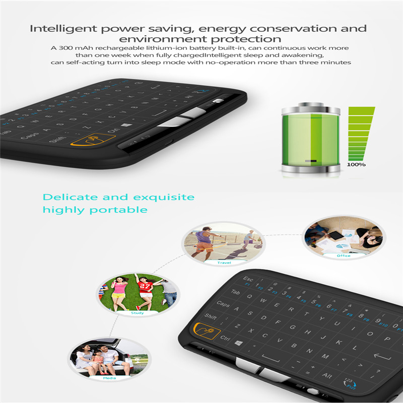 Alphun Keyboard Wireless Mini 2.4GHz Air Mouse Touchpad Win10 Gesture - H18
