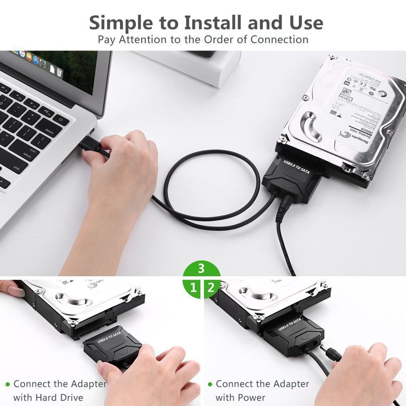 E-yield Kabel Adapter USB 3.0 to SATA for 3.5 / 2.5 Inch HDD SSD 40cm - ZD0004