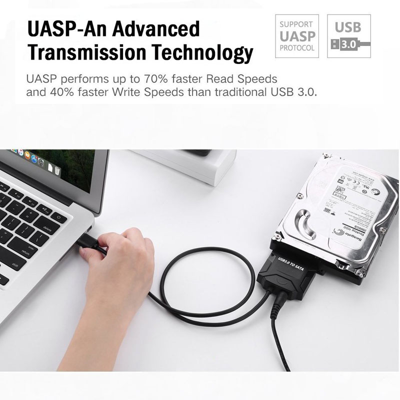 E-yield Kabel Adapter USB 3.0 to SATA for 3.5 / 2.5 Inch HDD SSD 40cm - ZD0004