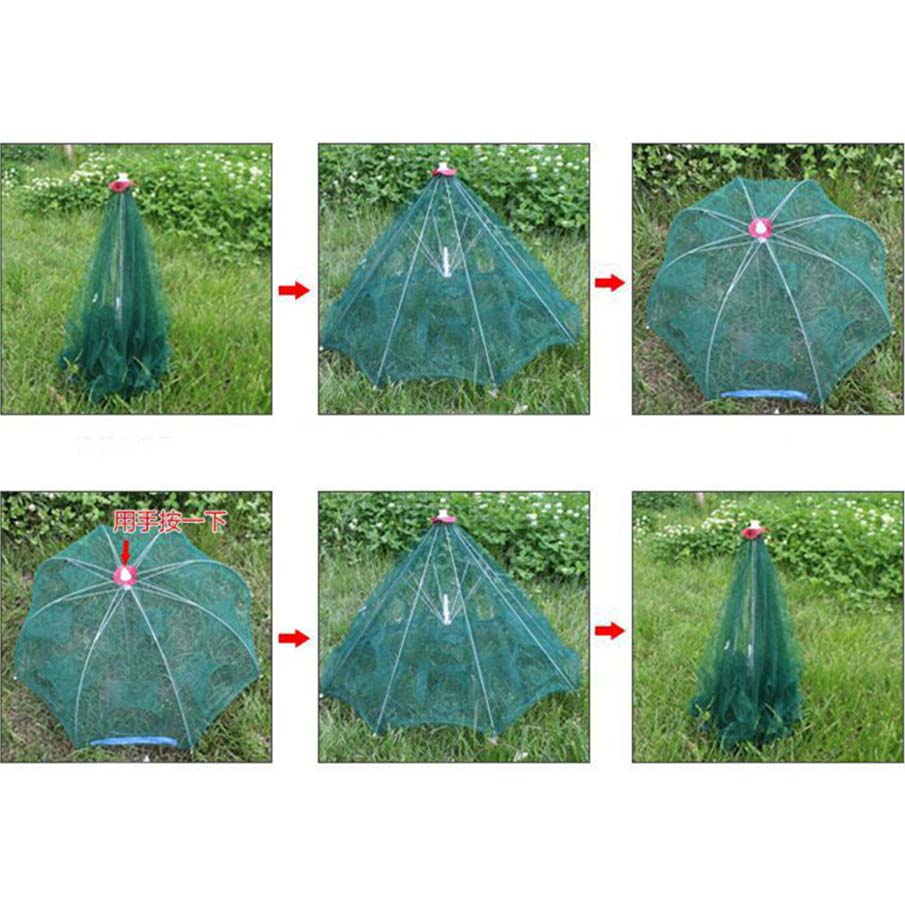 Jaring Pancing Ikan Udang Automatic Fold Umbrella Fishing Net 5 Holes