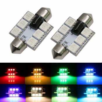 JMS - Lampu LED Kabin Plafon Mobil Festoon 6 SMD 5050 RGB Remote 36mm