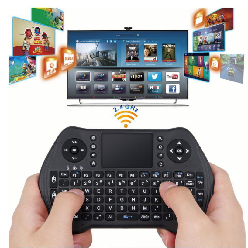 Keyboard Wireless Mini 2.4GHz Rechargeable with Touchpad Air Mouse - MT10