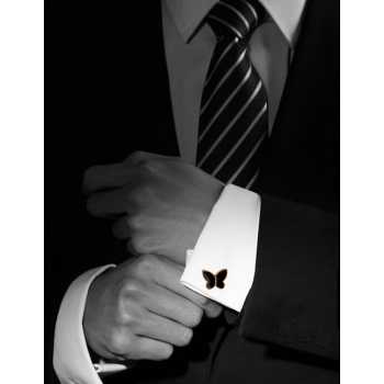 LRC Kancing Baju Fashion Black Butterfly Shape Decorated Cufflinks
