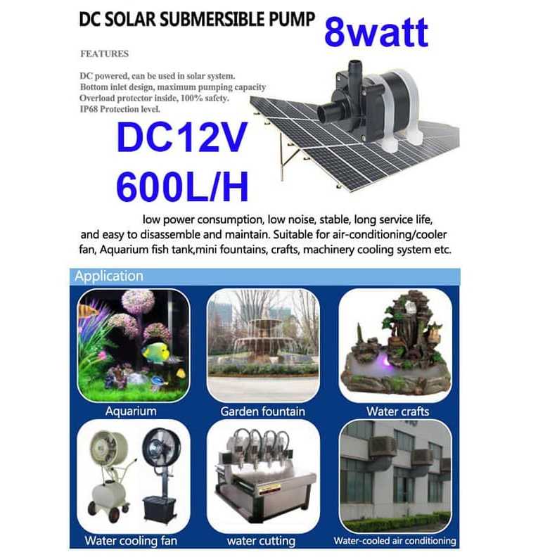 Jual Solar Mini Submersible Water Pump Air Cooler 12V DC pompa