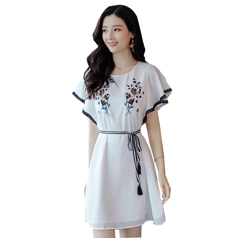 Dress Sifon Gaya Korea Variasi Renda Model Terbaru - Jfashion Elsi