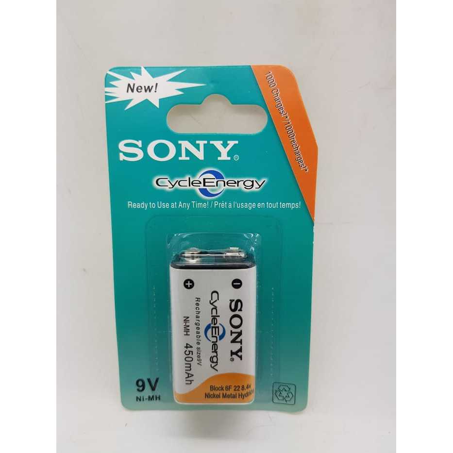 Jual Baterai 9v 450mAh rechargeabe SONY Battery 9 Volt Baterai