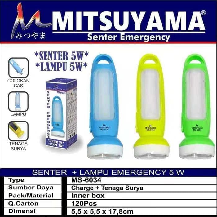 Senter Lampu Emergency 5w Mitsuyama Senter Emergency MS-6034