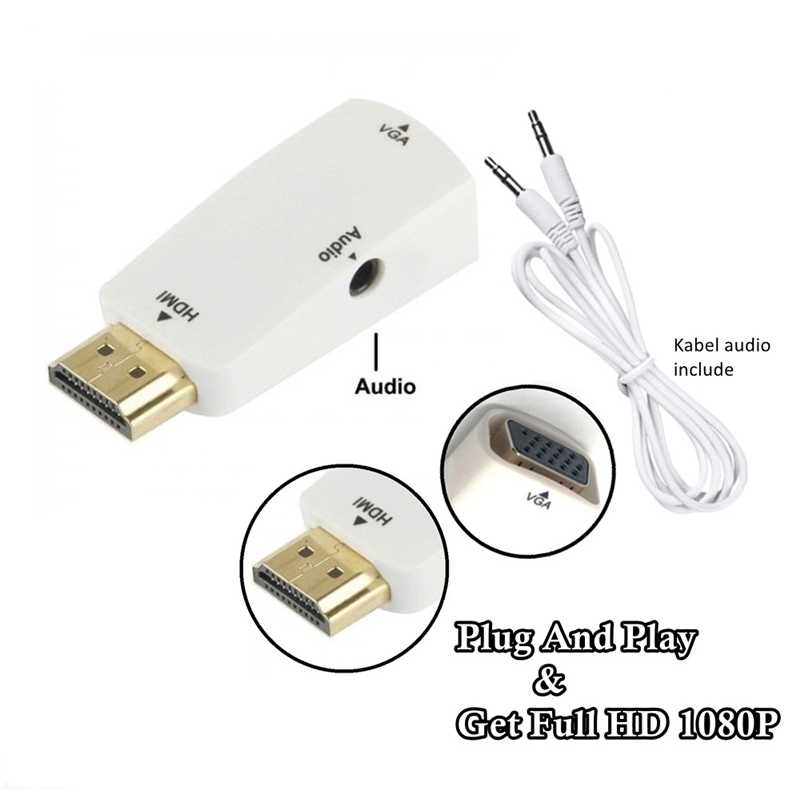 Jual Adaptor HDMI MALE TO VGA FEMALE WITH AUDIO CONVERTER