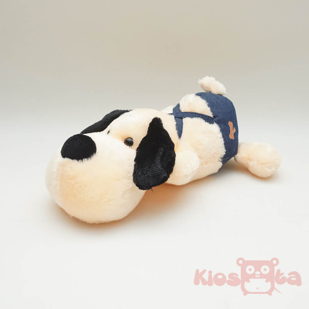 boneka anjing lying jeans krem