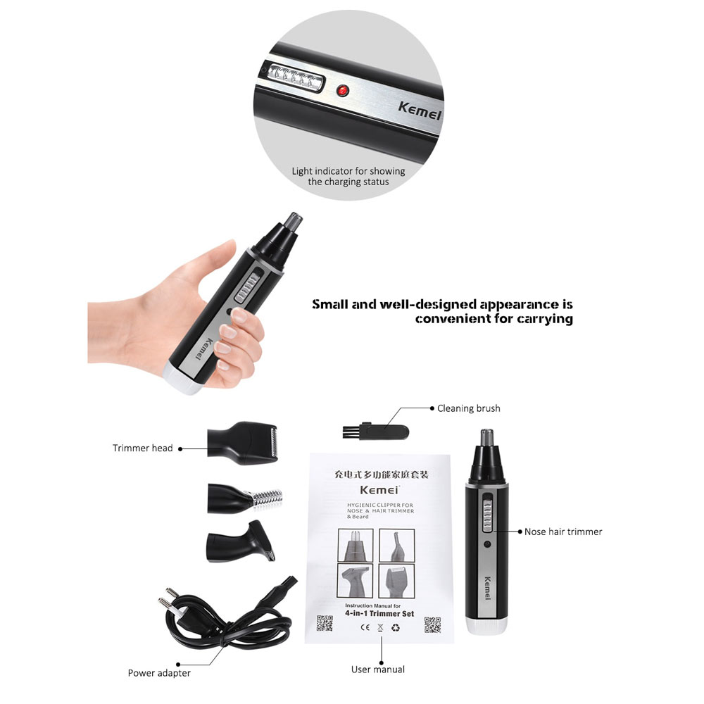 Kemei Alat Cukur Elektrik 4 in 1 Nose Ear Eyebrow Trimmer - KM-6630