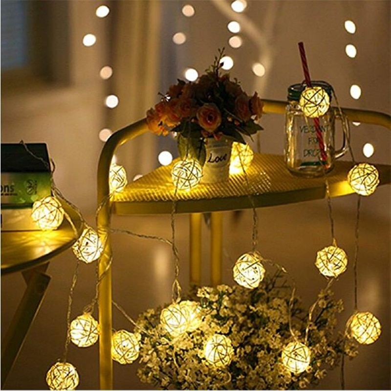 Lampu Hias String Lights Model Bola Rotan Waterproof 10 LED - B073
