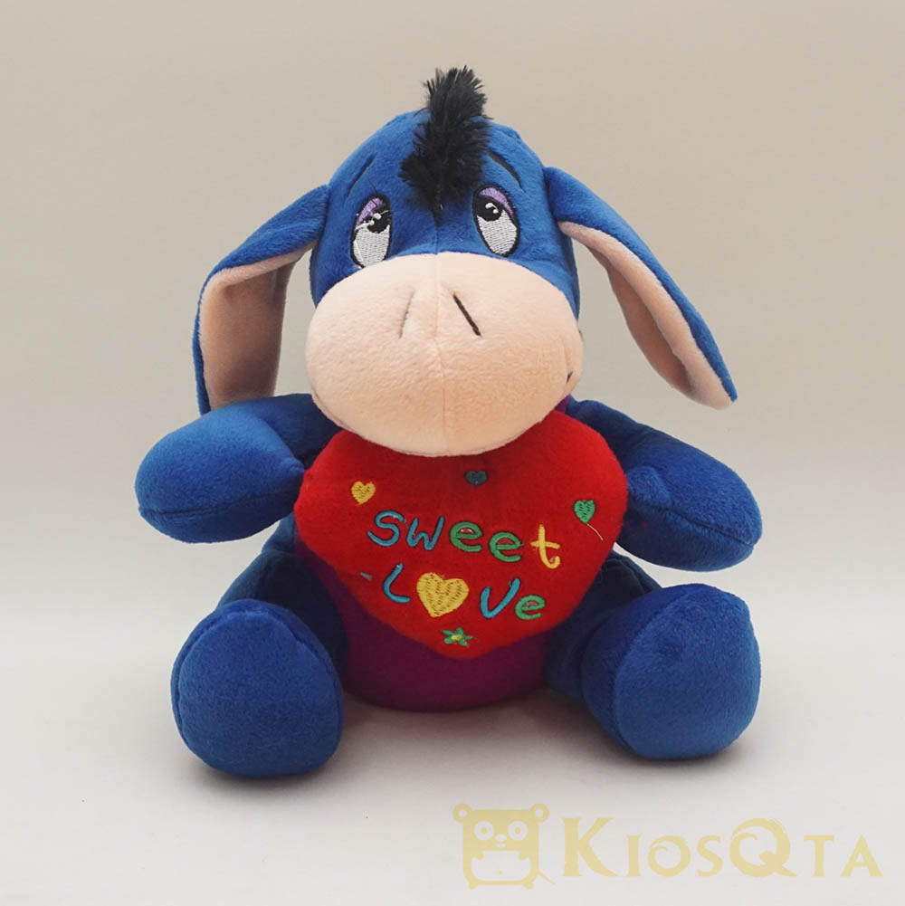 Boneka eeyore duduk bawa hati merah medium