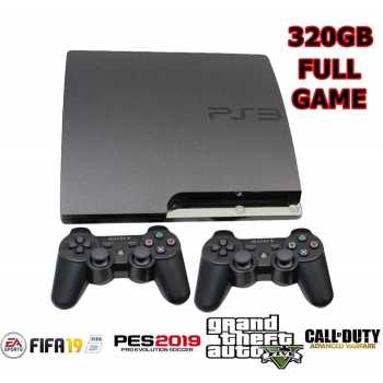 PS3 Slim 320GB OFW + 2 Stik Wireless Isi Full Game Garansi Sony PS 3