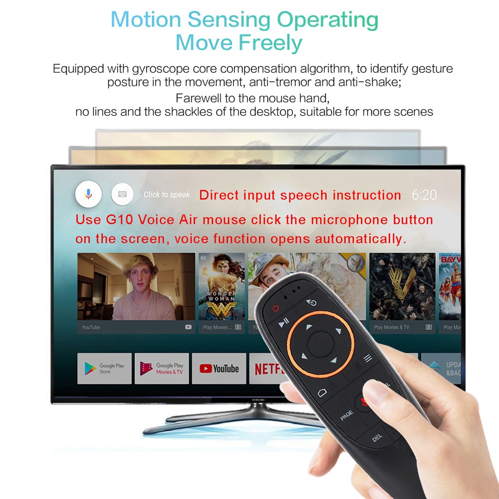 AVATTO Air Mouse Wireless 2.4GHz 6 Axis Voice Remote Control - G10