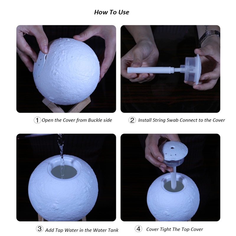 Taffware HUMI Air Humidifier Ultrasonic 3D Moon Night Light 880ml - AX-08
