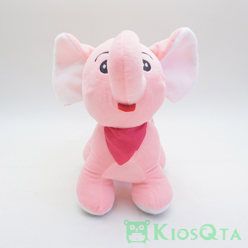 boneka gajah lucu pink syal merah bordir love medium AUG