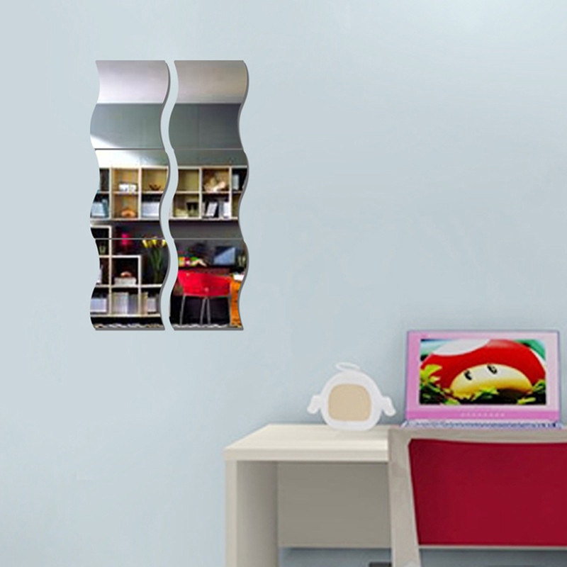 SOLEDI Sticker Dekorasi Dinding Wave Mirror Acrylic 6 PCS - SL07