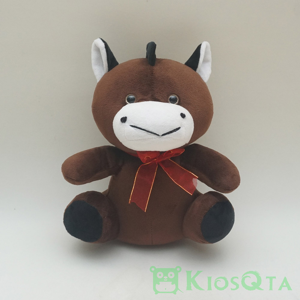 boneka kuda duduk sitting horse coklat tua gendut