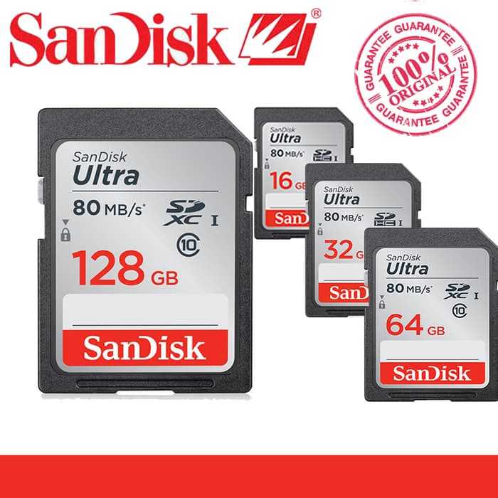 Jual SD Card SanDisk Ultra Class10 128 Gb 128GB 80 Mb/s Memory