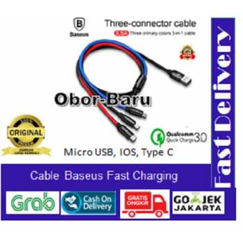 Baseus 3 in 1 Type C + iOS + Micro Kable Rapid 3.5A Fast Charge 1.2M