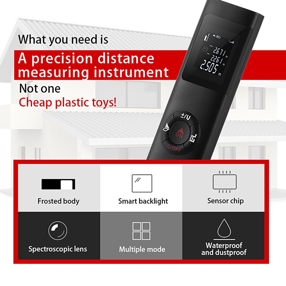 KKMOON Pengukur Jarak Laser Distance Meter Mini Handheld 40M - JQ-40