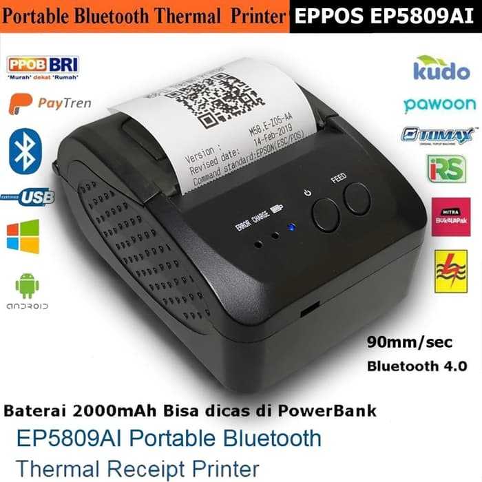 Jual Mini Printer Thermal Portable Bluetooth EPPOS EP5809AI