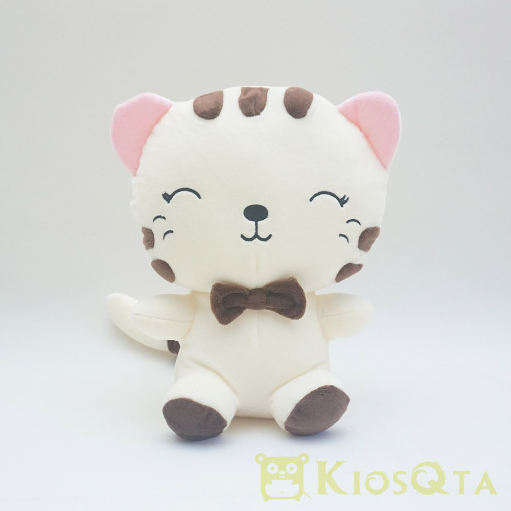 boneka kucing duduk senyum smiling cat kepala besar medium JAN
