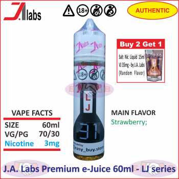 J.A. Labs Free Base e-Juice 60ml Premium Liquid - LJ Series (Bercukai)