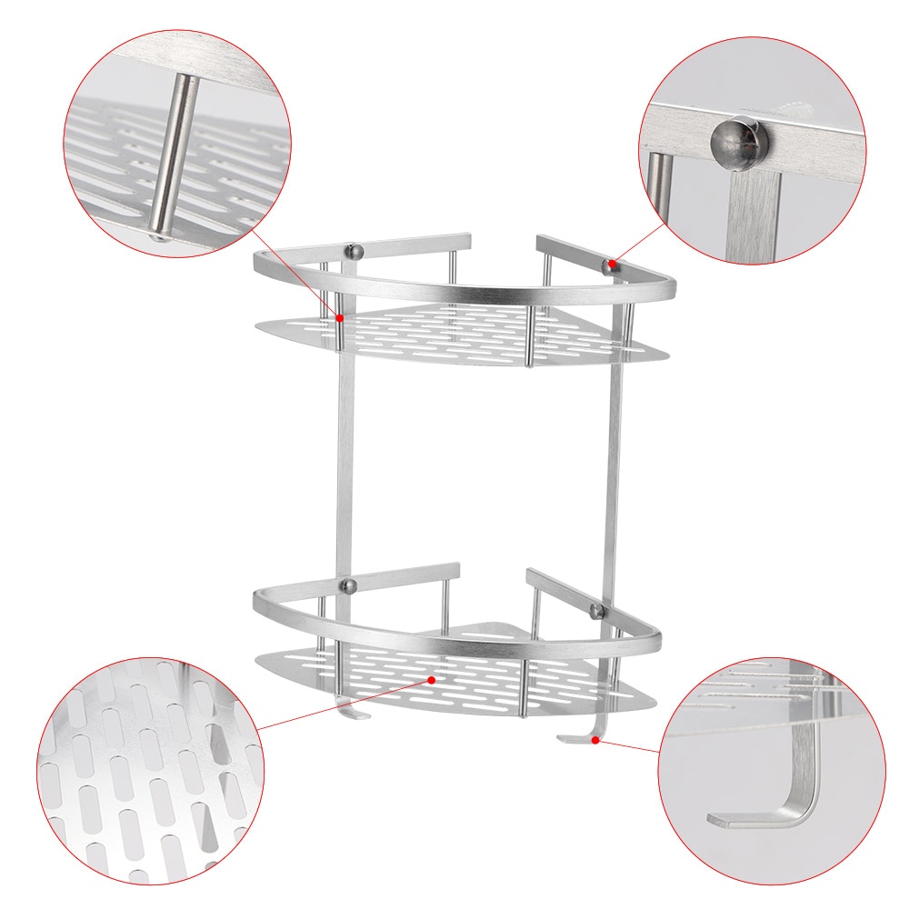 LemonBest Rak Sudut Kamar Mandi Aluminium Corner Shelf Rack 2 Layers - G48
