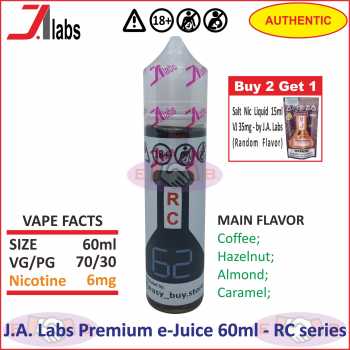J.A. Labs Free Base e-Juice 60ml Premium Liquid - RC Series (Bercukai)