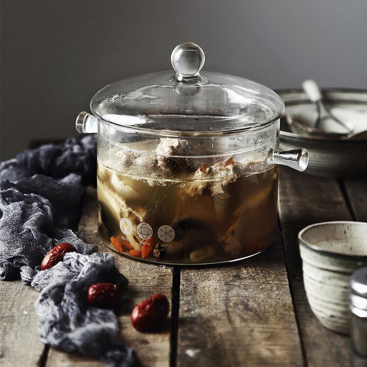 One Two Cups Panci Kaca Glass Cooking Pot Tahan Panas Api 15cm - YWJ-1265