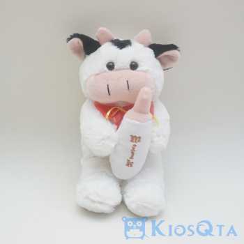 boneka sapi cow hitam putih bawa dot botol susu medium
